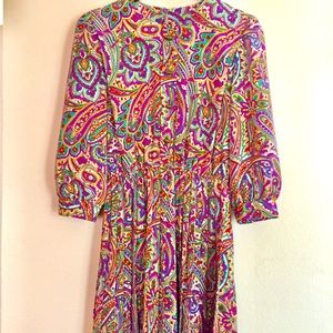 Vintage Paisley Pleated Dress